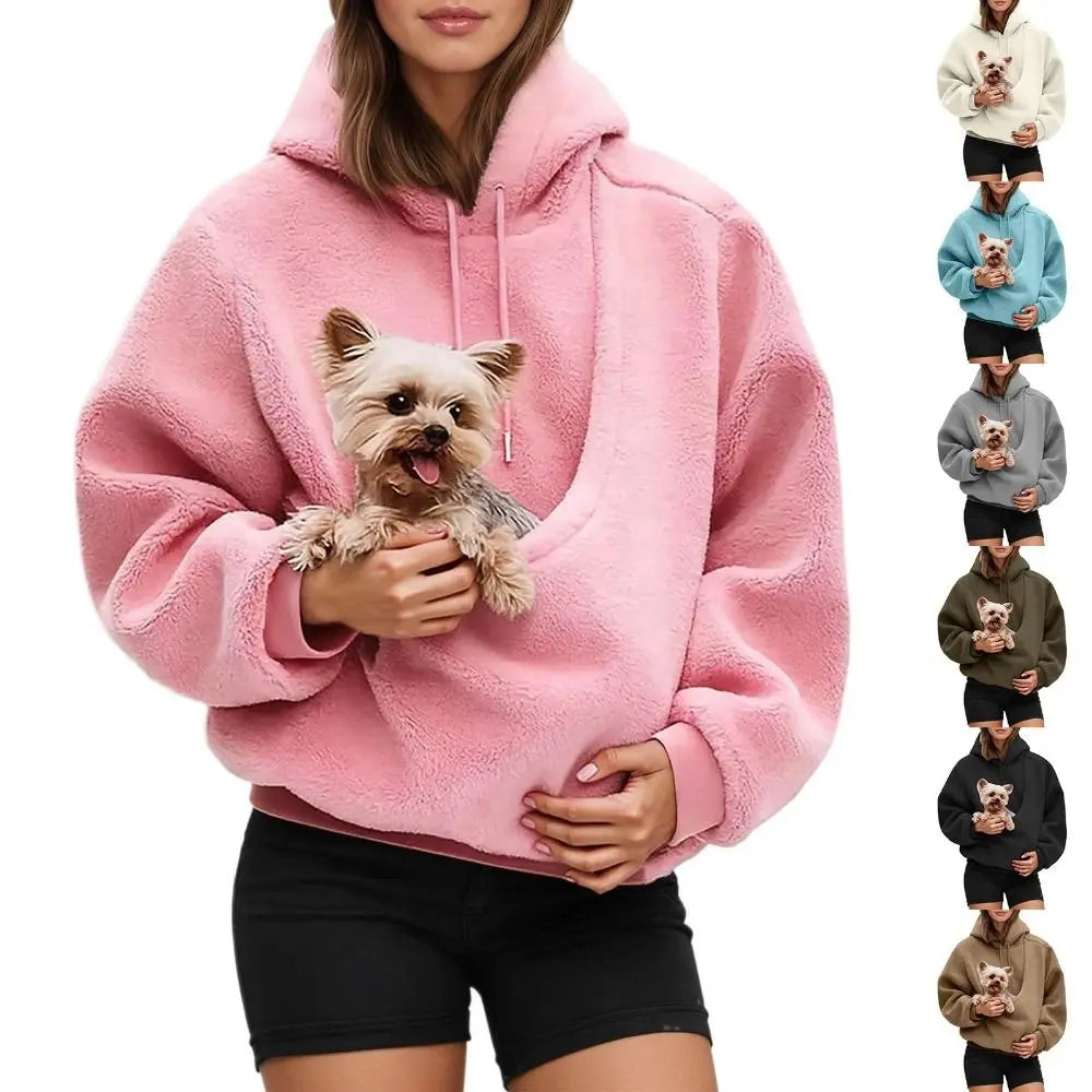 Front Large Pouch Pet Carrier Hoodie Long Sleeve Material Cat Dog Bag Daily Wear Hands-Free Unisex Pouch Sweatshirt Cats
