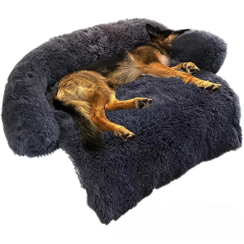 Plush Dog Bed Sofa for Large Pets Detachable Washable Nonslip Kitten Puppy Sleeping Furniture Protector Pet Mattress Couch Cover