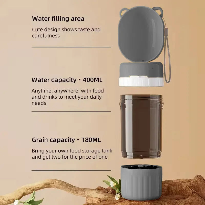 Leak-Proof Pet Travel Bottle Dual-Use Dog Water Dispenser & Food Storage Jar BPA Free Outdoor Walking Drinking Bowl for Pets