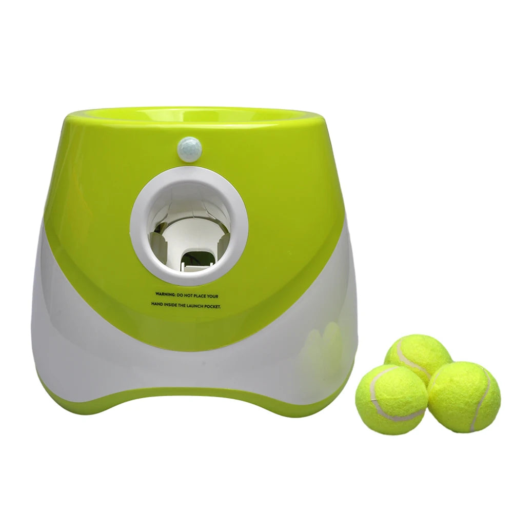 Dog Toy Interactive Automatic Ball Launcher with 6 Tennis Balls Outdoor Thrower Fetch Machine Ball Launcher for Dog USB Charging