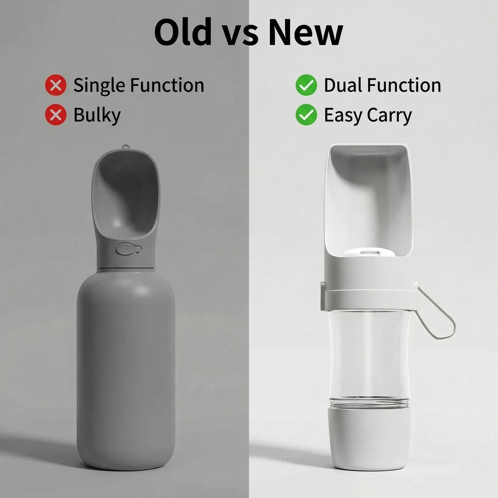 Leak-Proof Pet Travel Bottle Dual-Use Dog Water Dispenser & Food Storage Jar BPA Free Outdoor Walking Drinking Bowl for Pets