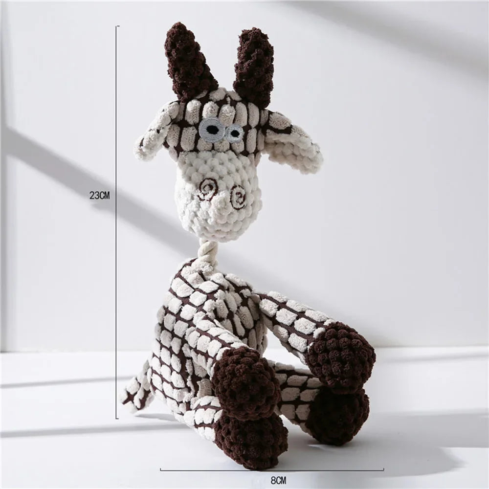 Dog Chew Toys Cute Animal Interactive Plush Stuffed Toy with Squeaker Pet Rope Chew Toy for Puppy Small Medium Large Breed Dogs