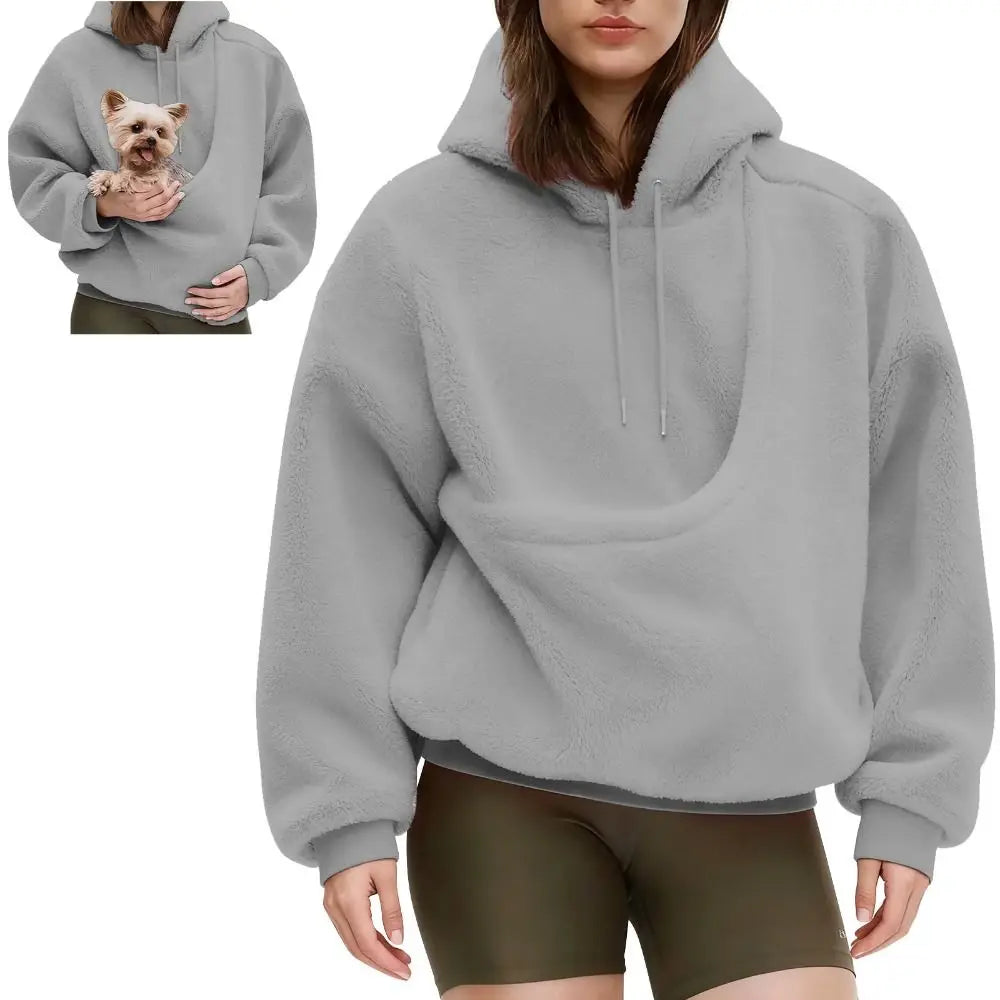 Front Large Pouch Pet Carrier Hoodie Long Sleeve Material Cat Dog Bag Daily Wear Hands-Free Unisex Pouch Sweatshirt Cats