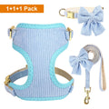 6 Color Dog Collar Harness and Leash 3pcs/Set Cute Bowknot Dogs Buckle Collars Pet Vest Harness Lead Leash Small Medium Dogs