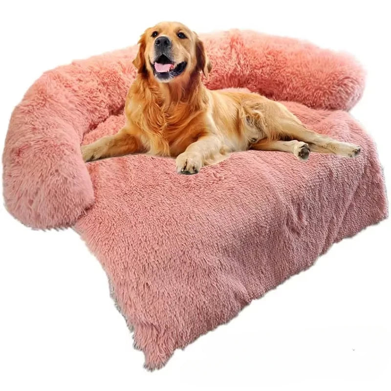 Plush Dog Bed Sofa for Large Pets Detachable Washable Nonslip Kitten Puppy Sleeping Furniture Protector Pet Mattress Couch Cover