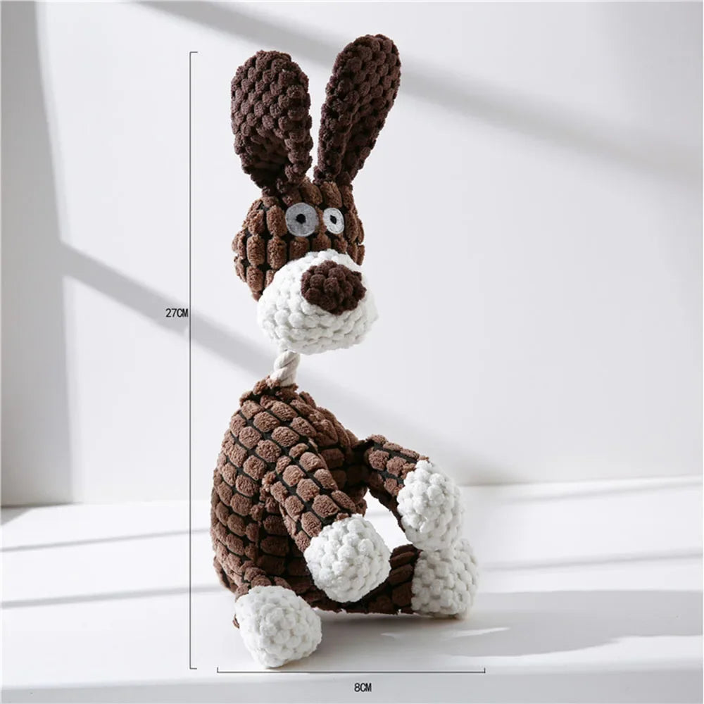 Dog Chew Toys Cute Animal Interactive Plush Stuffed Toy with Squeaker Pet Rope Chew Toy for Puppy Small Medium Large Breed Dogs