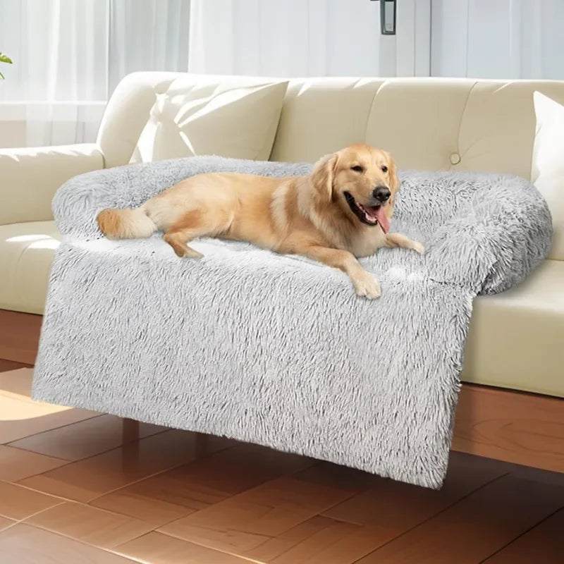 Plush Dog Bed Sofa for Large Pets Detachable Washable Nonslip Kitten Puppy Sleeping Furniture Protector Pet Mattress Couch Cover