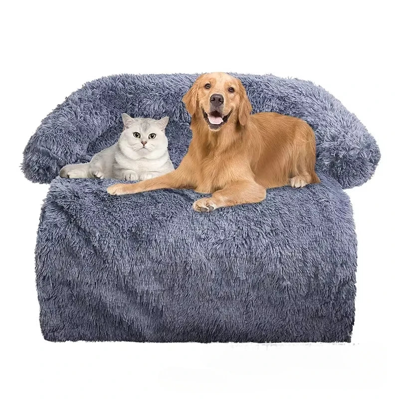 Plush Dog Bed Sofa for Large Pets Detachable Washable Nonslip Kitten Puppy Sleeping Furniture Protector Pet Mattress Couch Cover