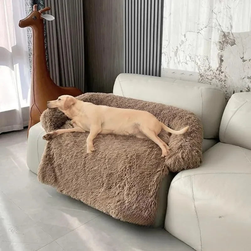 Plush Dog Bed Sofa for Large Pets Detachable Washable Nonslip Kitten Puppy Sleeping Furniture Protector Pet Mattress Couch Cover