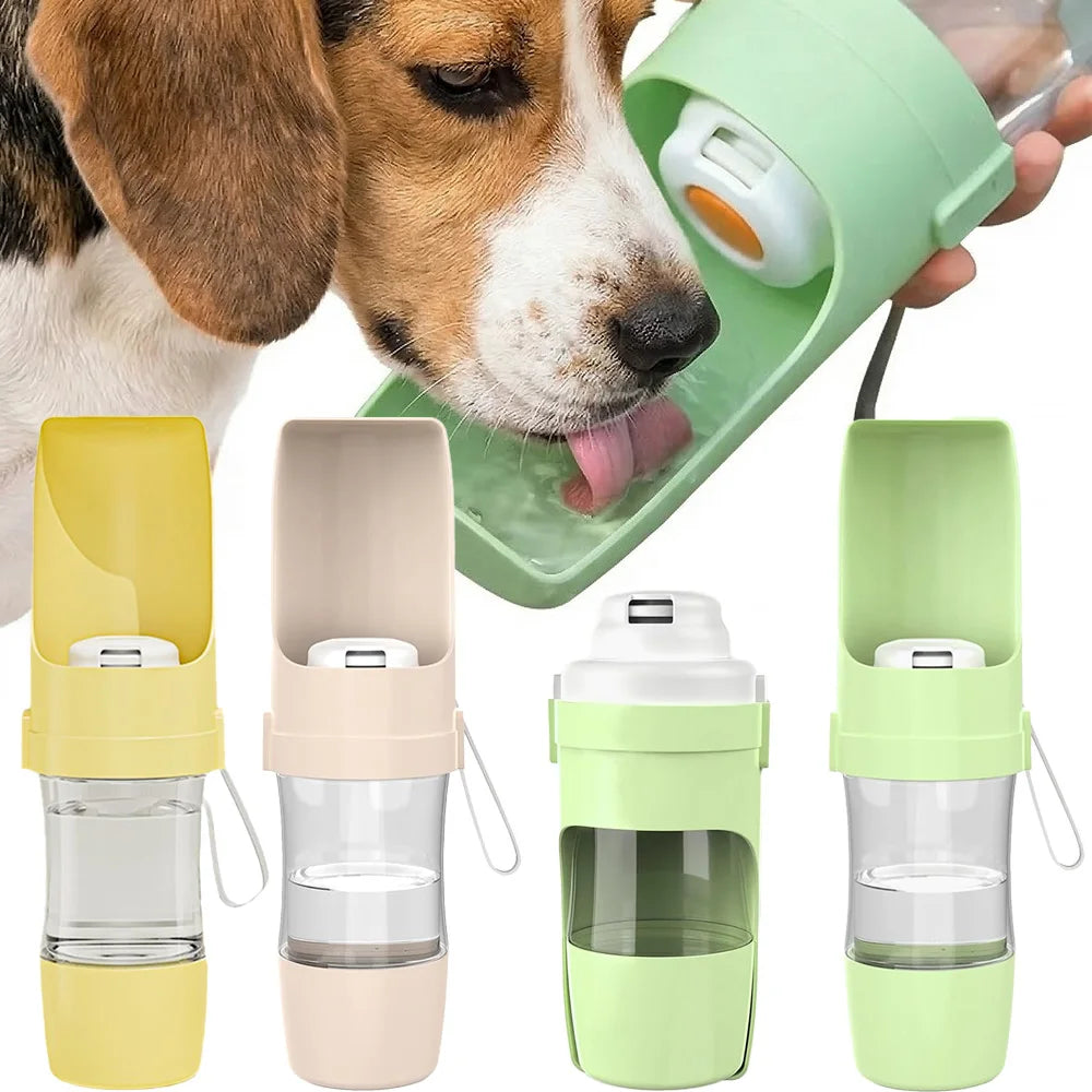 Leak-Proof Pet Travel Bottle Dual-Use Dog Water Dispenser & Food Storage Jar BPA Free Outdoor Walking Drinking Bowl for Pets