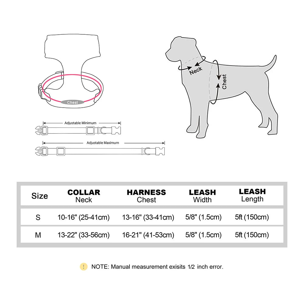 6 Color Dog Collar Harness and Leash 3pcs/Set Cute Bowknot Dogs Buckle Collars Pet Vest Harness Lead Leash Small Medium Dogs