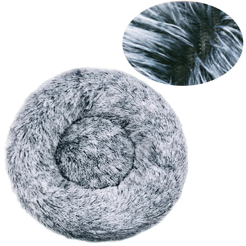 40-90cm Round Pet Bed for Large Dog Bed Super Soft Cat Bed Long Plush Dog House for Medium Dog House Winter Warm Sleeping