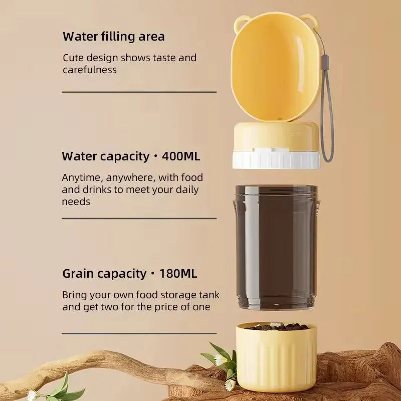 Leak-Proof Pet Travel Bottle Dual-Use Dog Water Dispenser & Food Storage Jar BPA Free Outdoor Walking Drinking Bowl for Pets