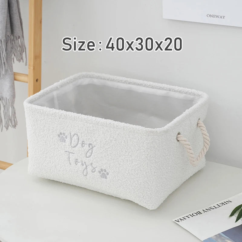 Plush Dog Toy Basket Foldable Storage Dog Toy Box with Comfortable Handle Suitable for Storing Pet Toy Accessories