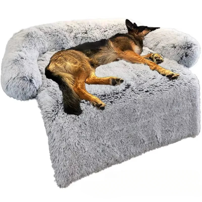 Plush Dog Bed Sofa for Large Pets Detachable Washable Nonslip Kitten Puppy Sleeping Furniture Protector Pet Mattress Couch Cover