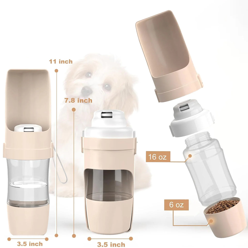 Leak-Proof Pet Travel Bottle Dual-Use Dog Water Dispenser & Food Storage Jar BPA Free Outdoor Walking Drinking Bowl for Pets