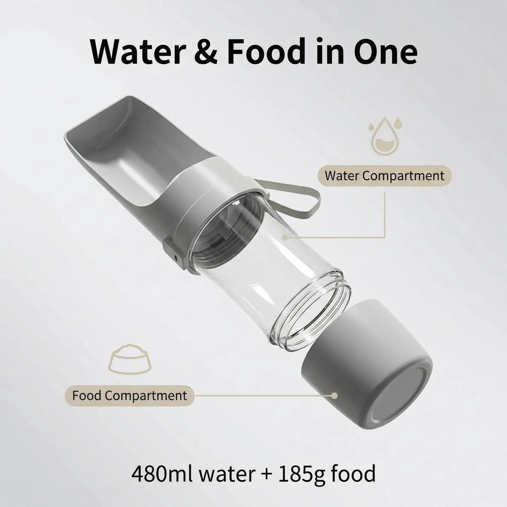 Leak-Proof Pet Travel Bottle Dual-Use Dog Water Dispenser & Food Storage Jar BPA Free Outdoor Walking Drinking Bowl for Pets