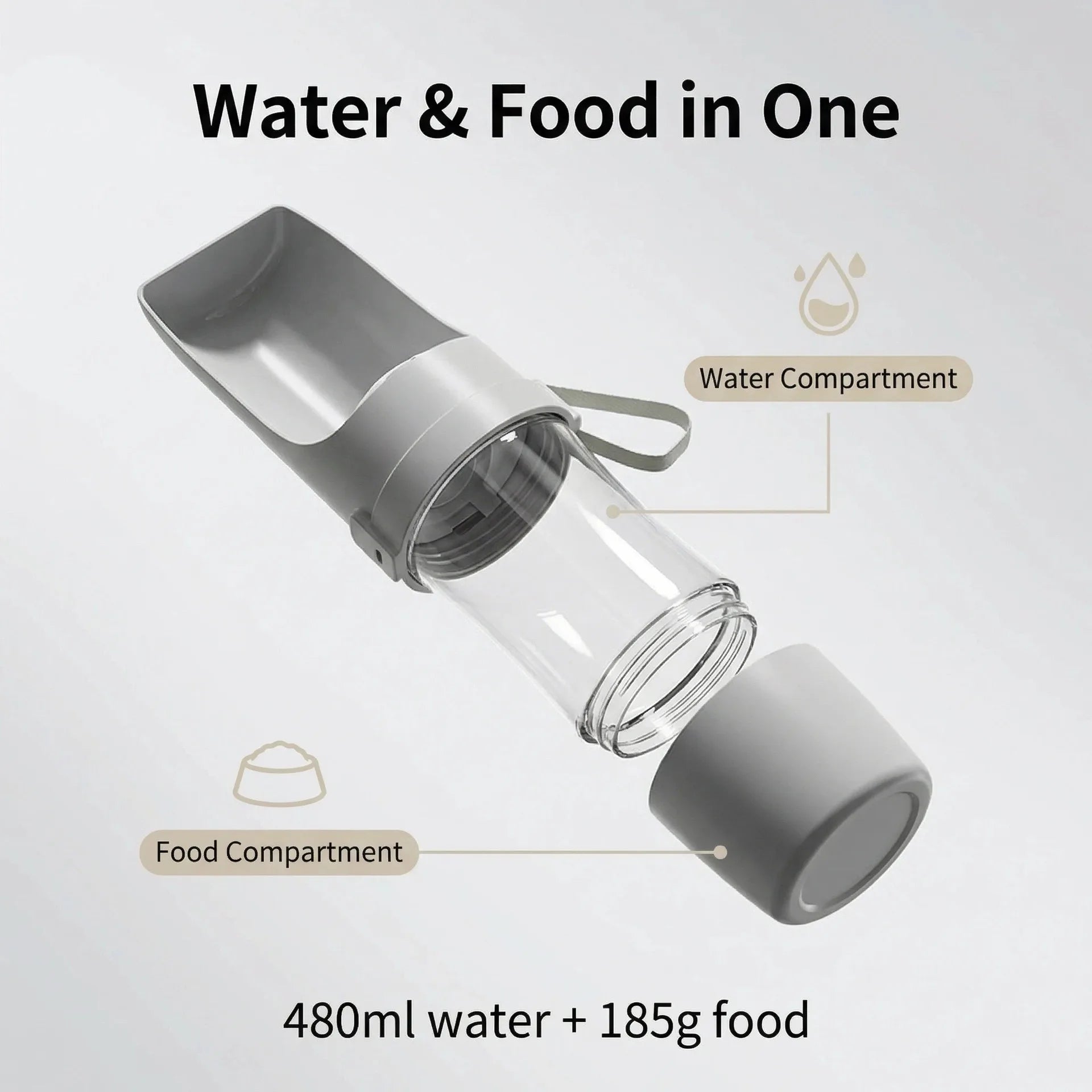 Leak-Proof Pet Travel Bottle Dual-Use Dog Water Dispenser & Food Storage Jar BPA Free Outdoor Walking Drinking Bowl for Pets