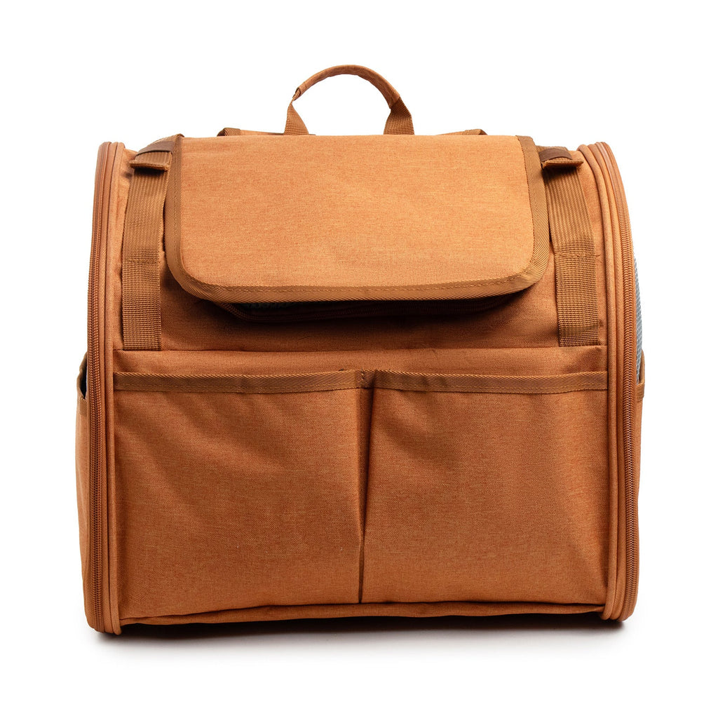 NNEDSZ Brown Pet Carrier Backpack - Comfortable and Stylish for Cats and Small Dogs