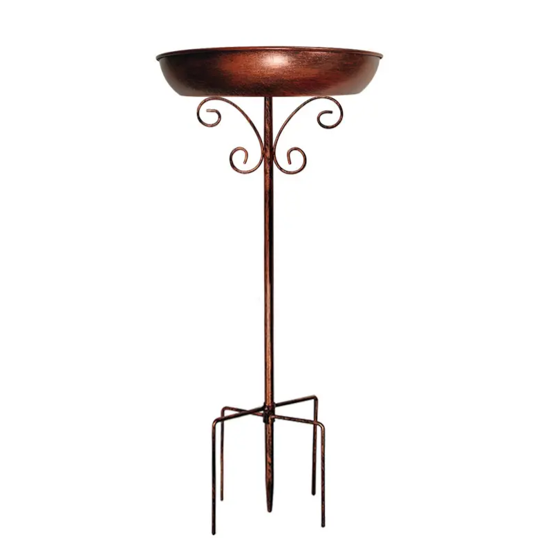 NNETM Vintage Metal Bird Bath with Pedestal Stand-0